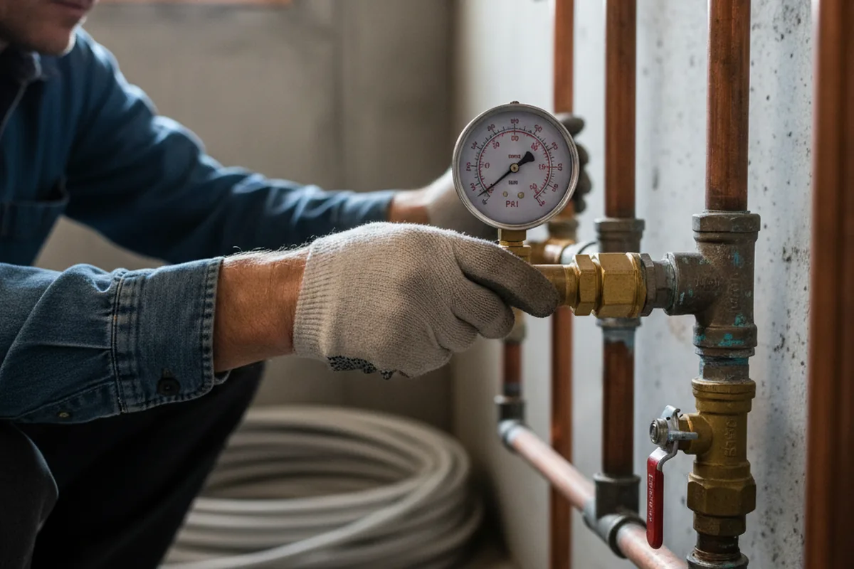 Pressure testing a repaired line during Water Line Repair in Rio Verde